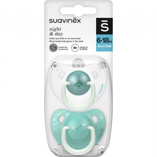 Suavinex chupetes night&day 6-18m silicona fisio